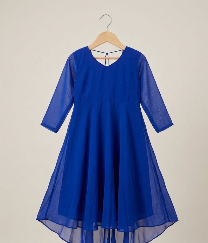 Royal Blue Flowy Ethnic Gown with dupatta