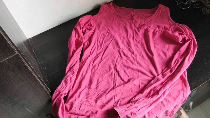 Pink Cold Shoulder cut  Top