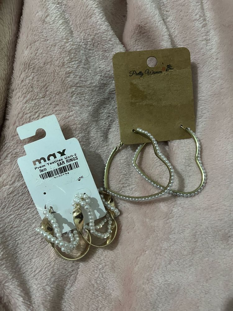 Stylish Pearl Hoop Earrings Set