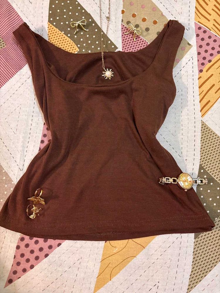 Y2K brown tank top