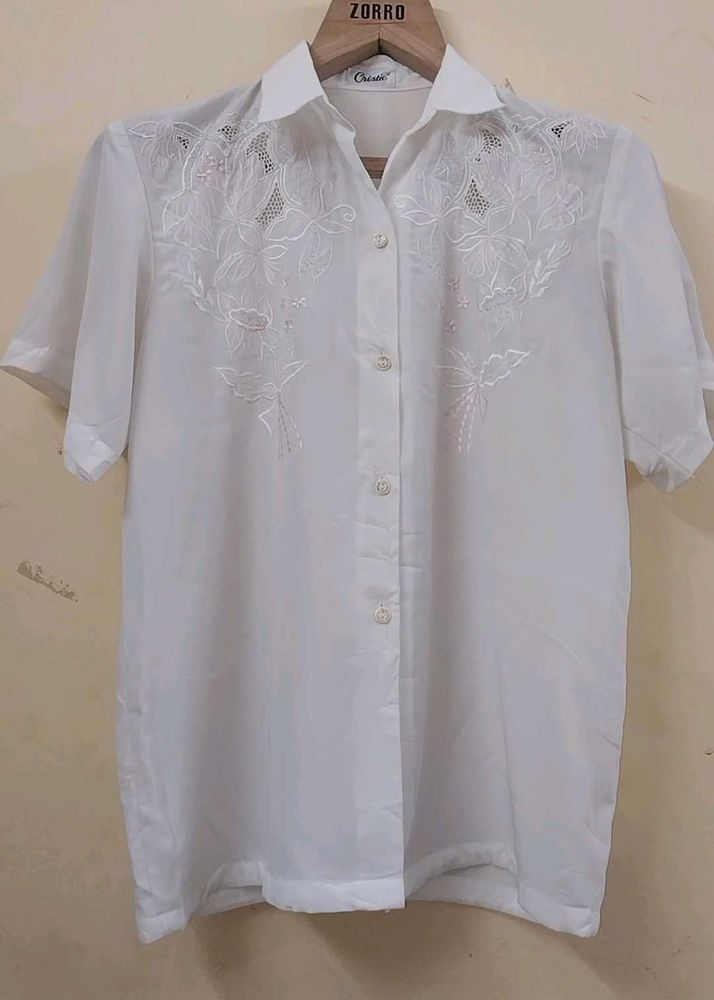 Elegant White Embroidered Blouse