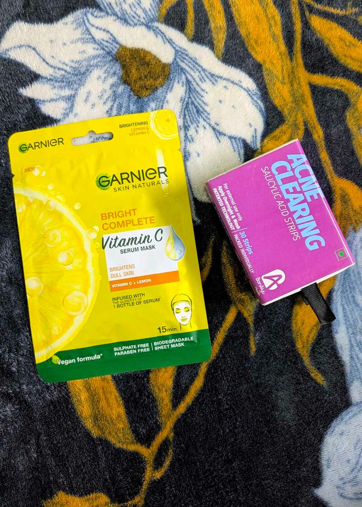 Acne Strips+ Garnier Vitamin C Serum Mask