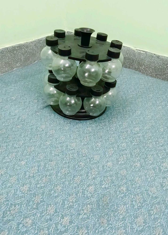 Rotating Spice Rack with Bottles
