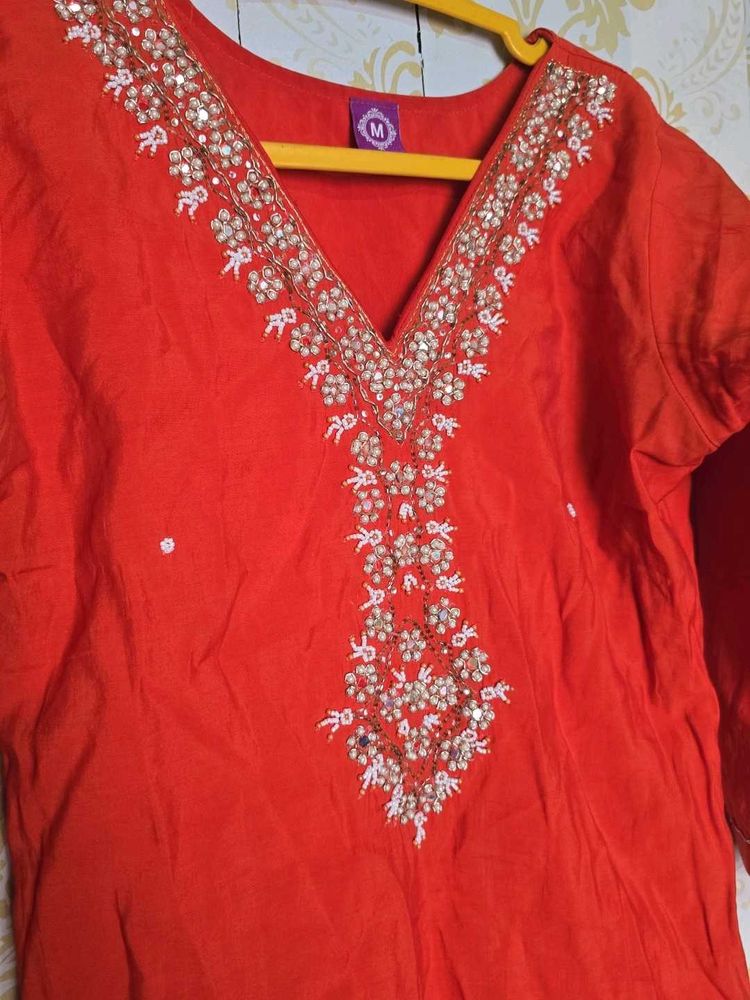 Embellished Orange Kurta set