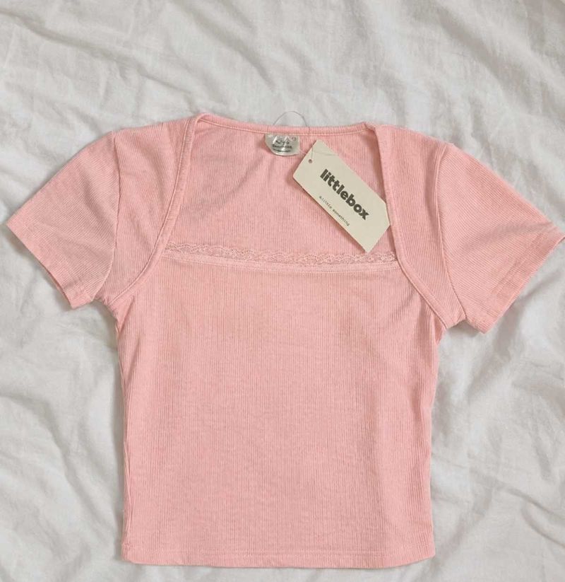 Cute Pink Ribbed Crop Top
