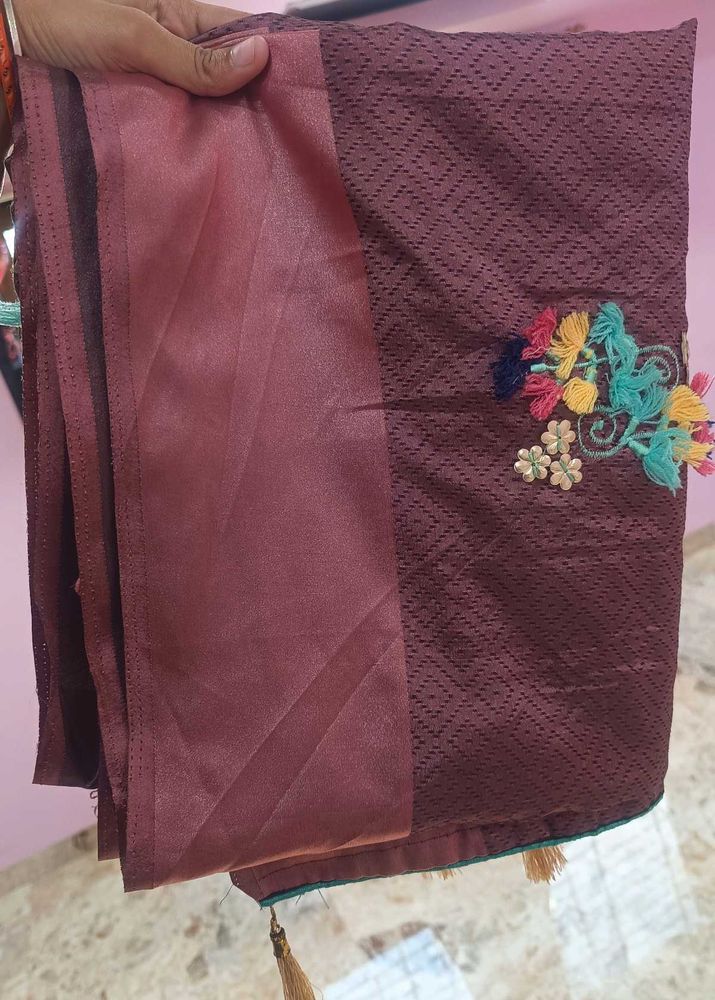 Embroidered Silk Blend Saree