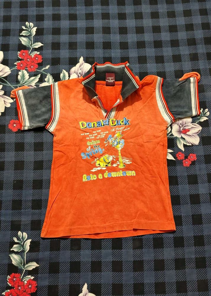 Orange Donald Duck Polo T-Shirt
