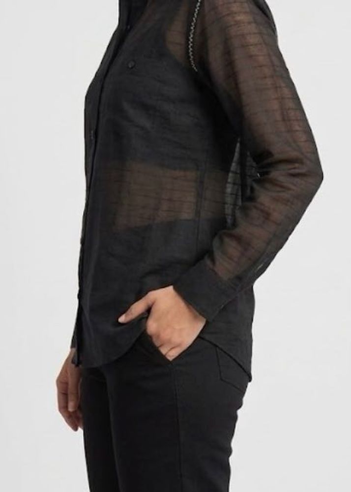 Sheer Black Button-Up Shirt ♠️
