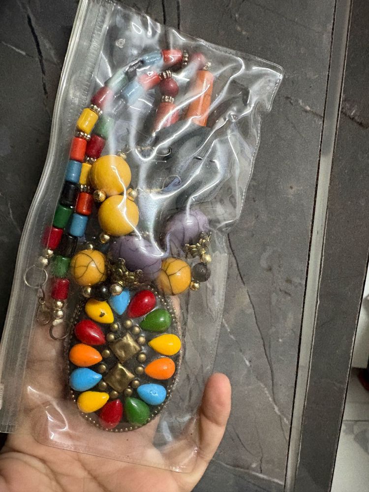 Boho Multi-Color Beaded Necklace Pendant