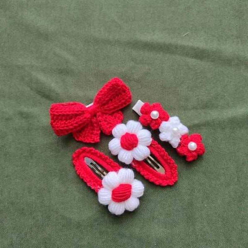 Handmade Crochet Hair Clips Set