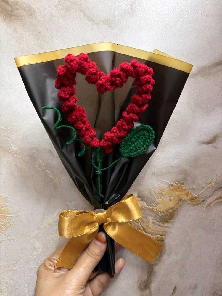 Crocheted Heart Flower Bouquet