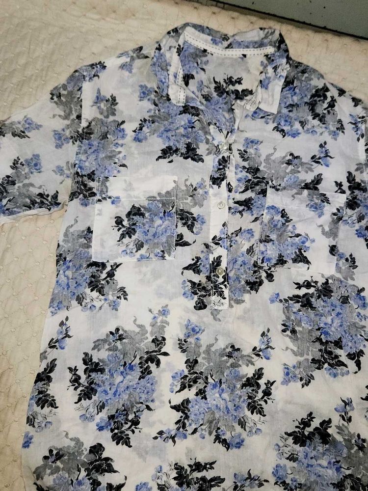 Floral Print Button-Up Tunic