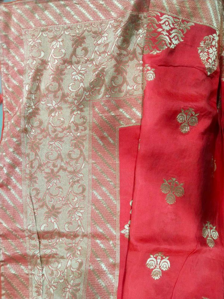 beautiful pink banarasi saree with blouse