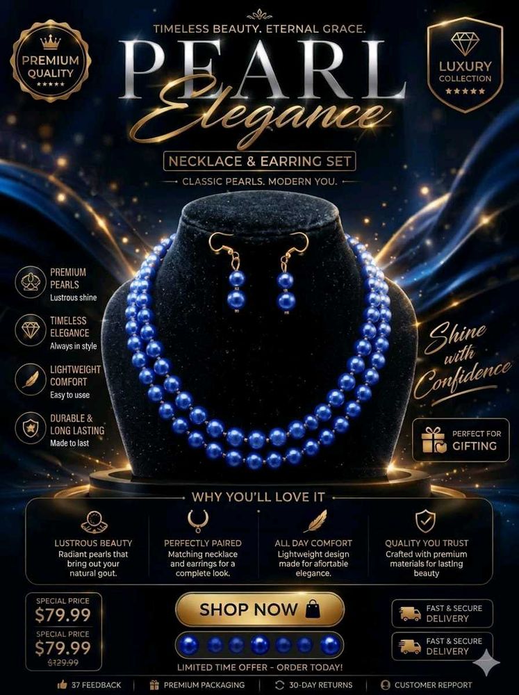 Elegant Pearl Necklace &amp; Earring Set