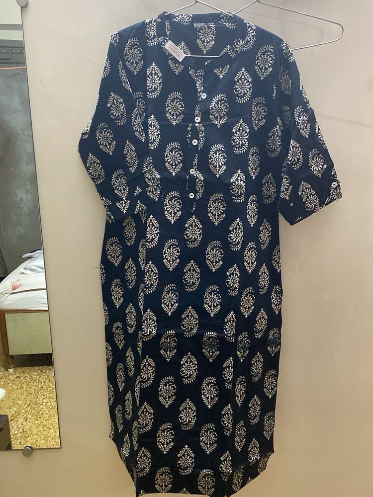 Black cotton Kurta printed