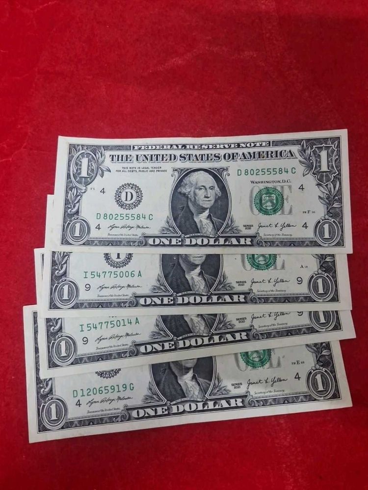 4 pcs Genuine US One Dollar Bills