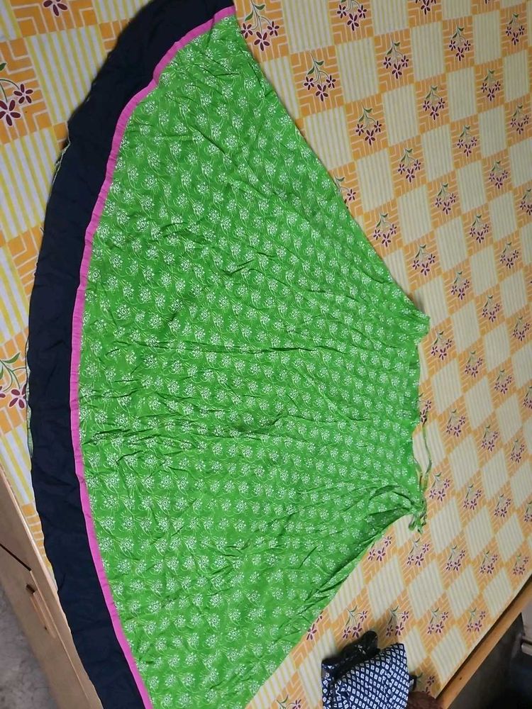 Vibrant Green Printed Skirt