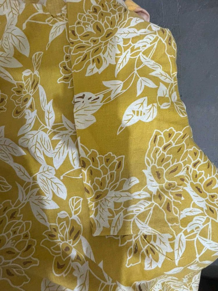 Yellow Floral Print Kurta