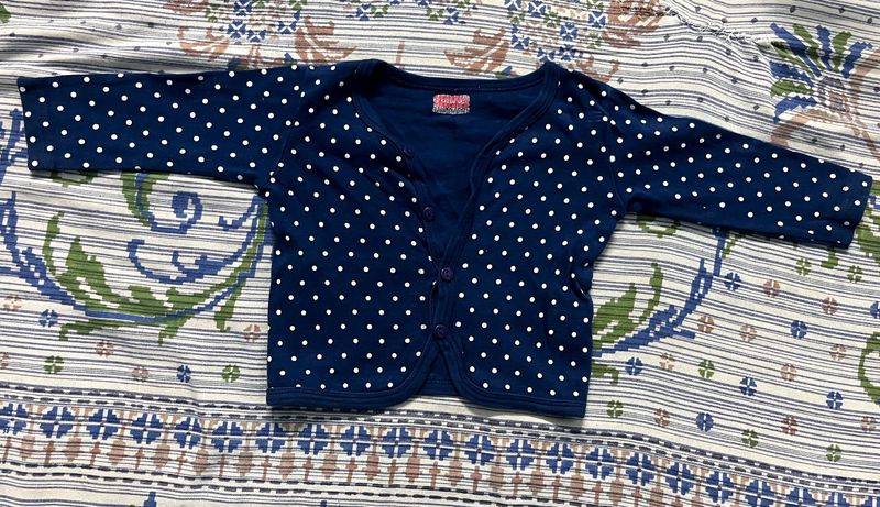 Navy Blue Polka Dot Baby Cardigan