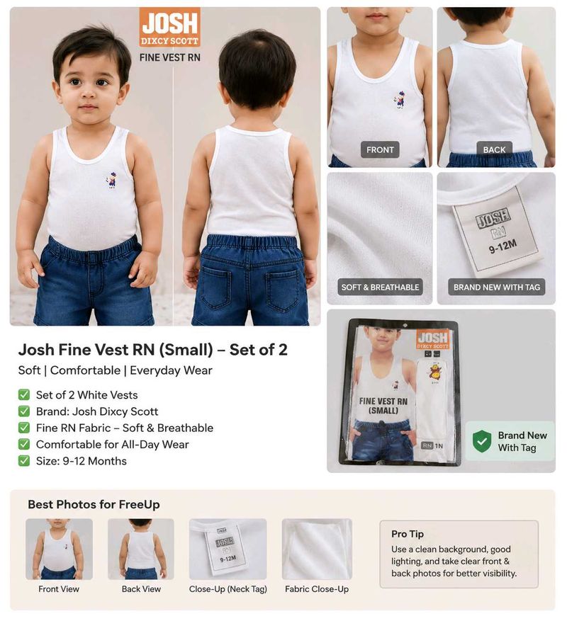 NEW JOSH DIXCY SCOTT Baby Vest Set of 2 | 3–6M |