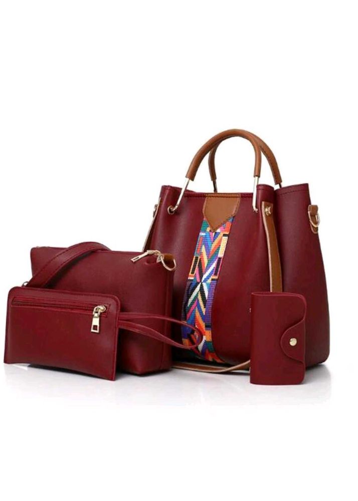 Chic Burgundy 4-Piece Handbag Set