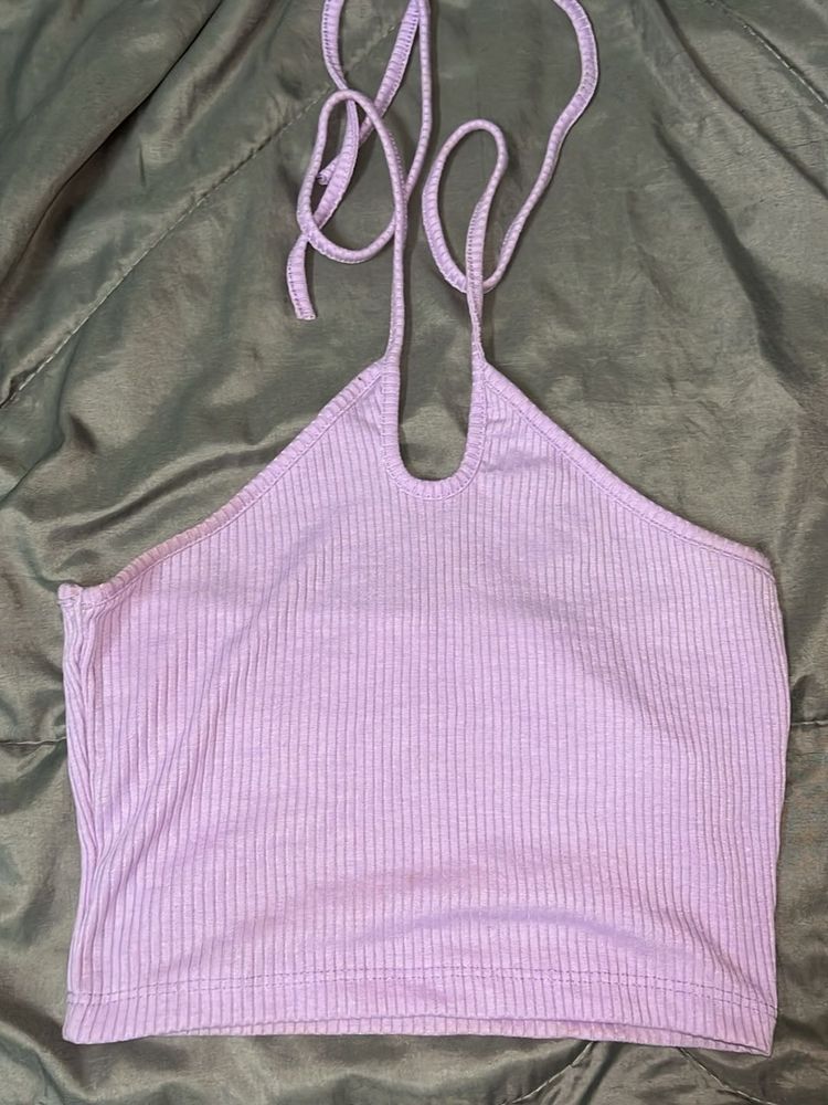 Lavender Ribbed Halter Top