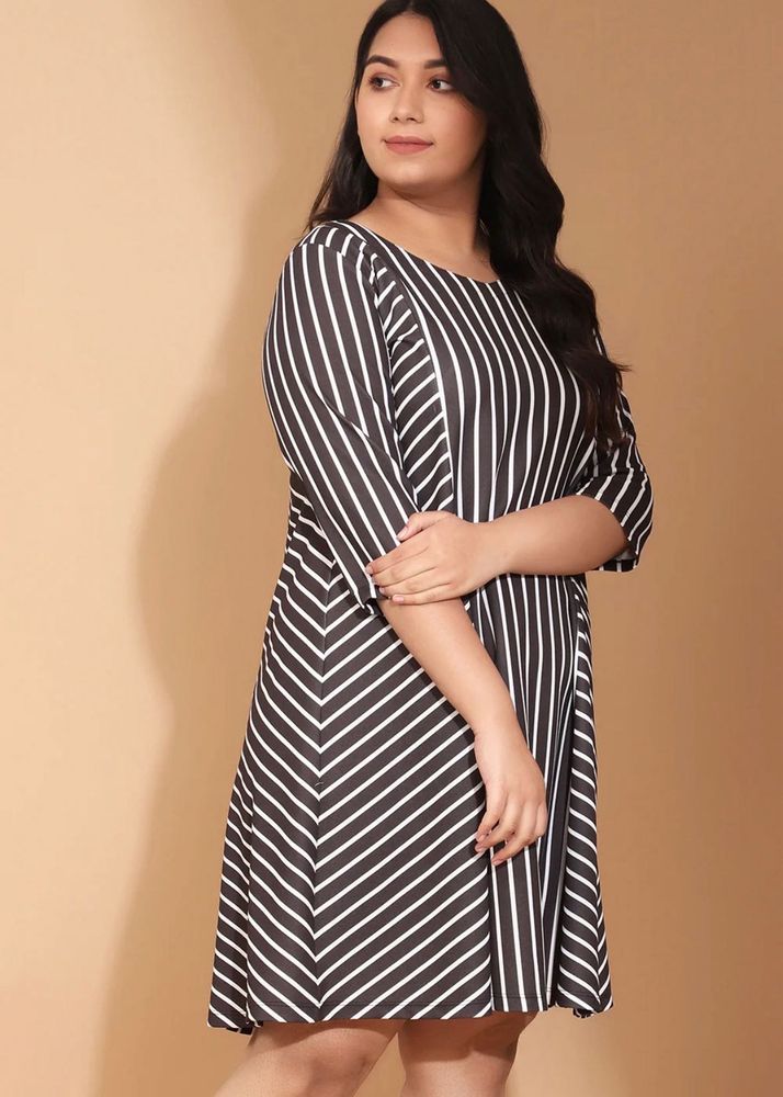 Chic Striped Casual Dress plus size