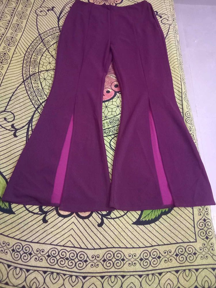 Purple Flared Pants with Slits