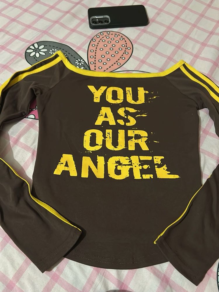 Brown Long Sleeve Graphic T-Shirt