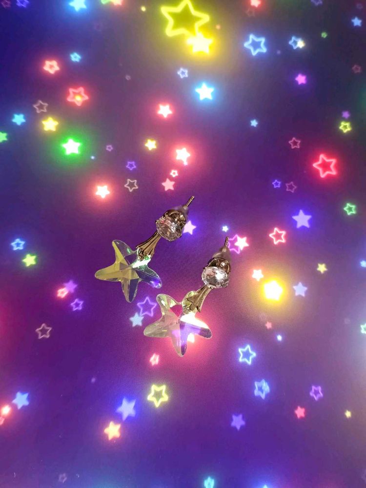 Sparkling Iridescent Star Dangle Earrings