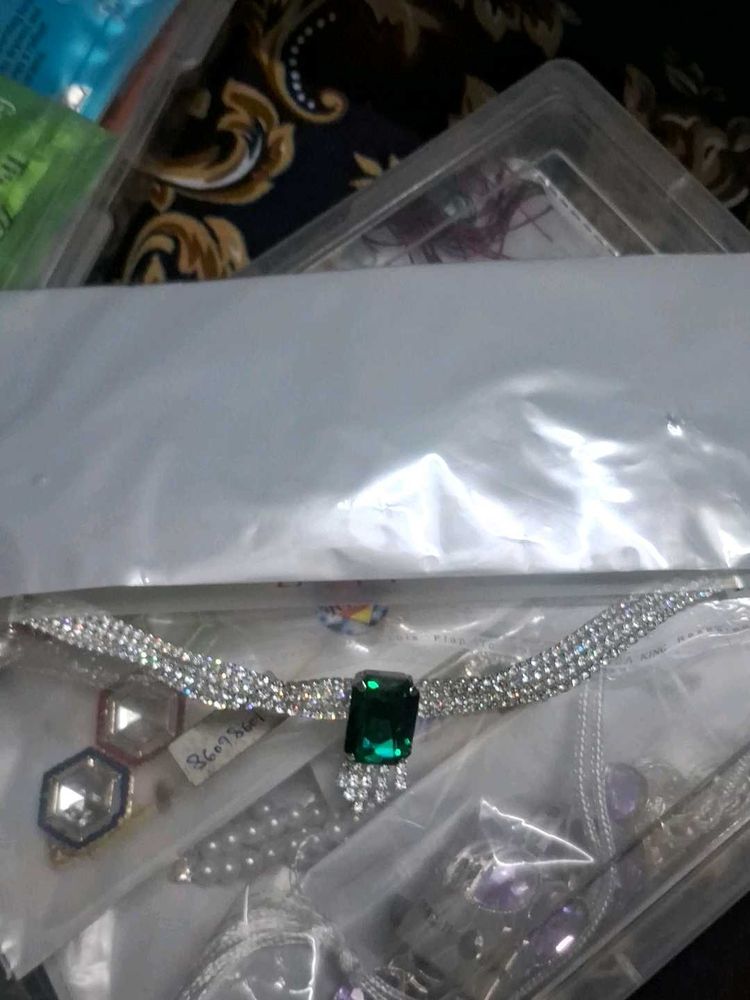 Stunning Emerald and Crystal Necklace