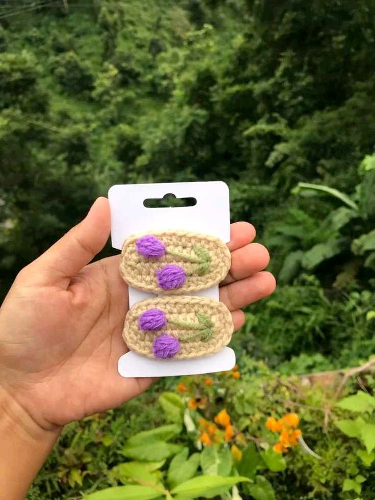 Handmade Crochet Flower Hair Clips