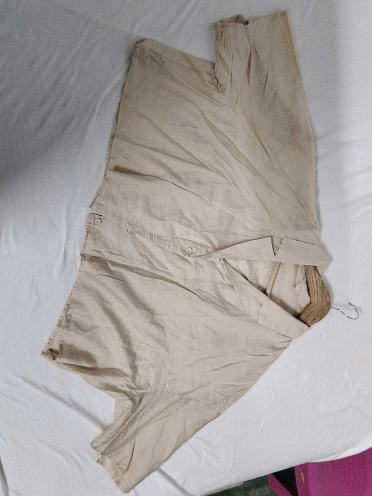 Women's Beige Button-Up Shirt
