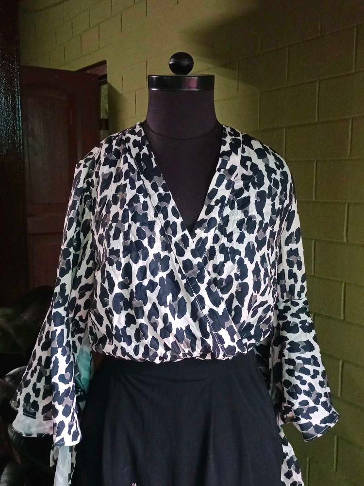 Leopard Print Wrap Top
