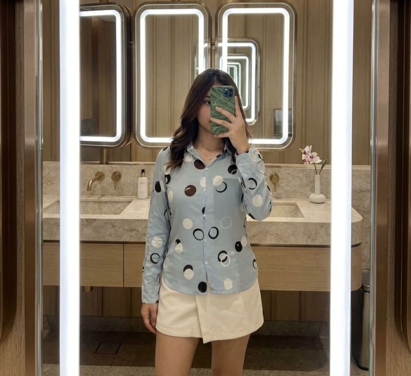 Stylish Polka Dot Button-Up Shirt