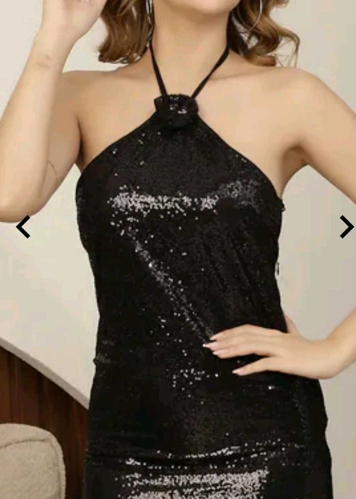 Sparkling Halter Neck Sequin Dress