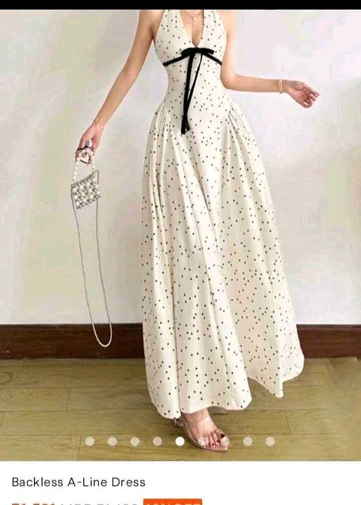Polka Dot Halter Neck Maxi Dress