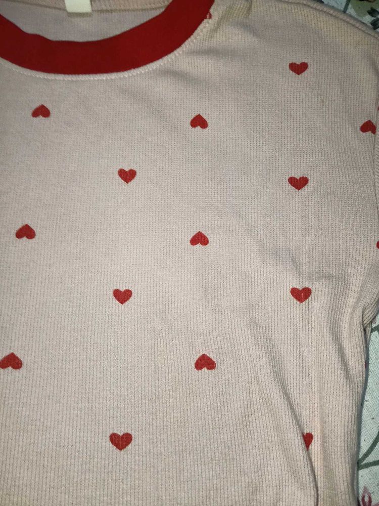 Pink Heart Print Top