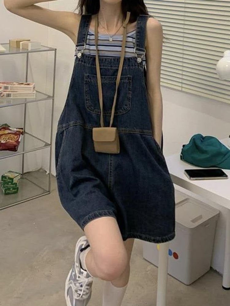 Denim Overalls Shorts