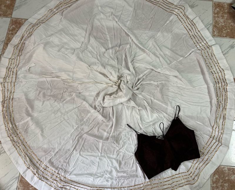Navratri White Ethnic Skirt with Sequins
