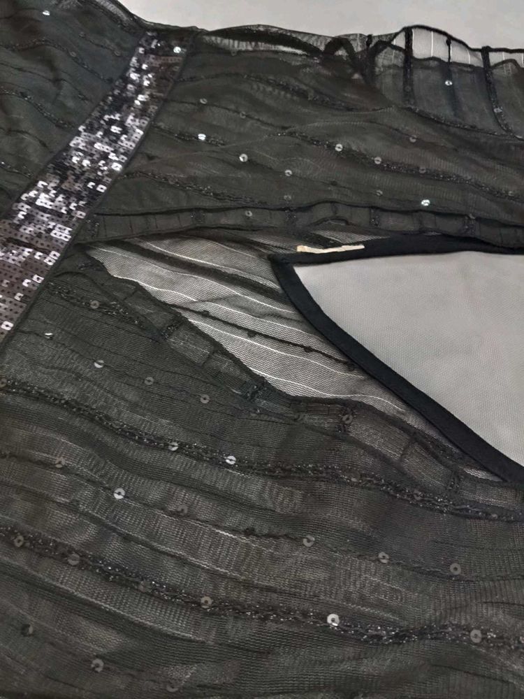 Black Sequin Sheer Top