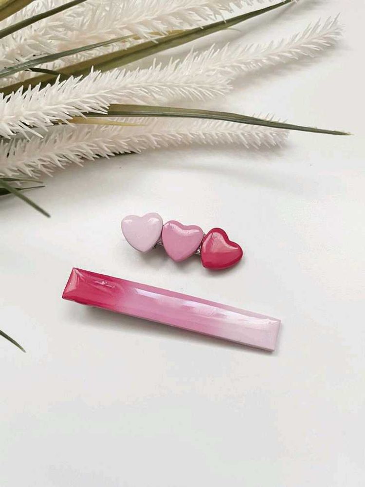 Cute Heart Hair Clip Set