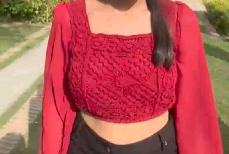 Maroon Crochet Detail Blouse Top