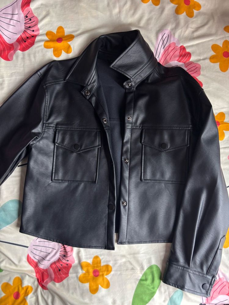 WESTSIDE Black Faux Leather Jacket