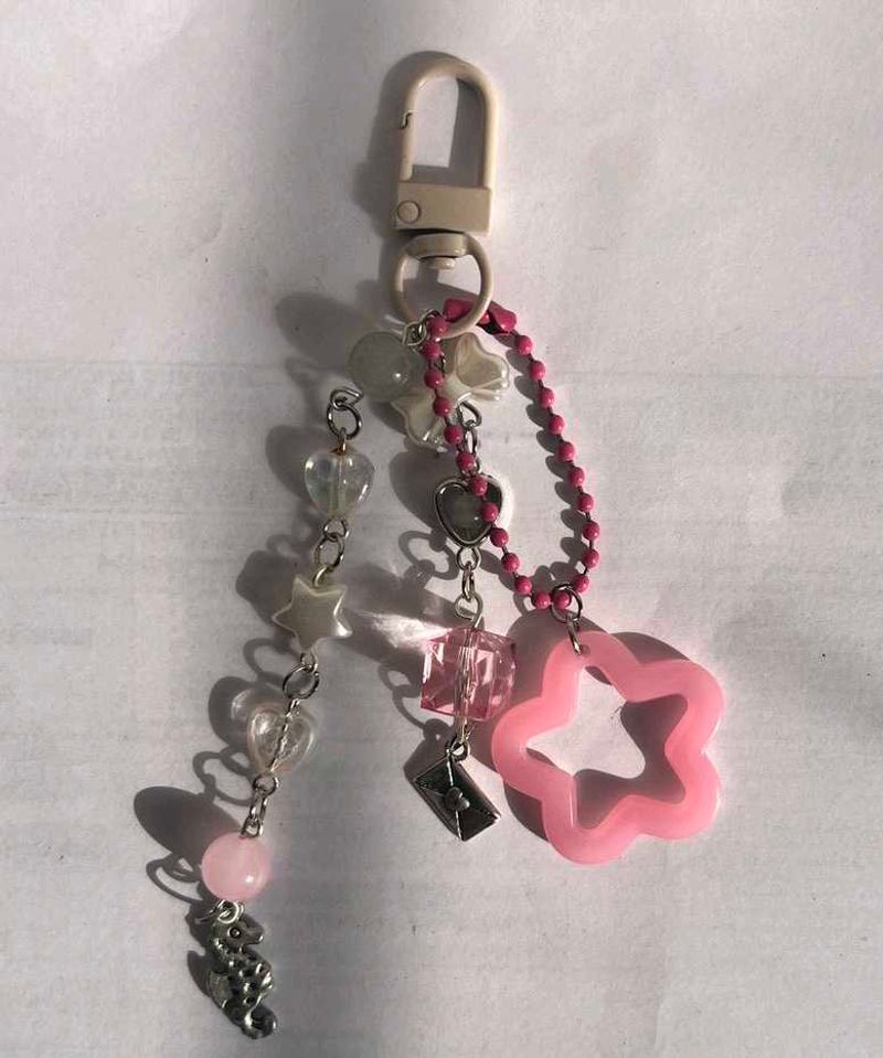 Pink Mail Charm Keychain