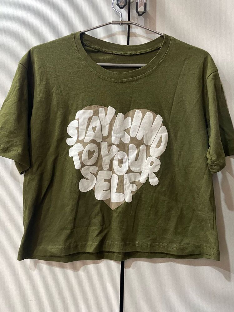 Olive Green "Stay Kind To Yourself" Tee