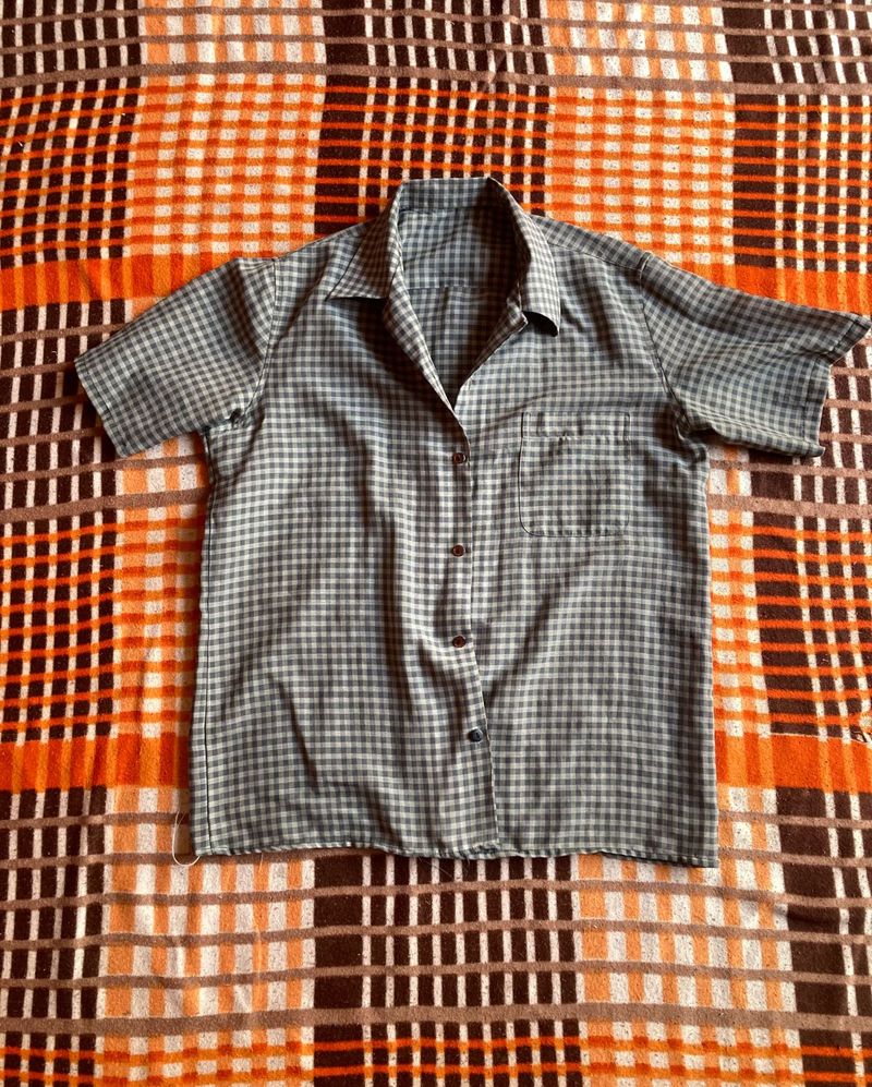 Checkered Short Sleeve Button-Up Shirt