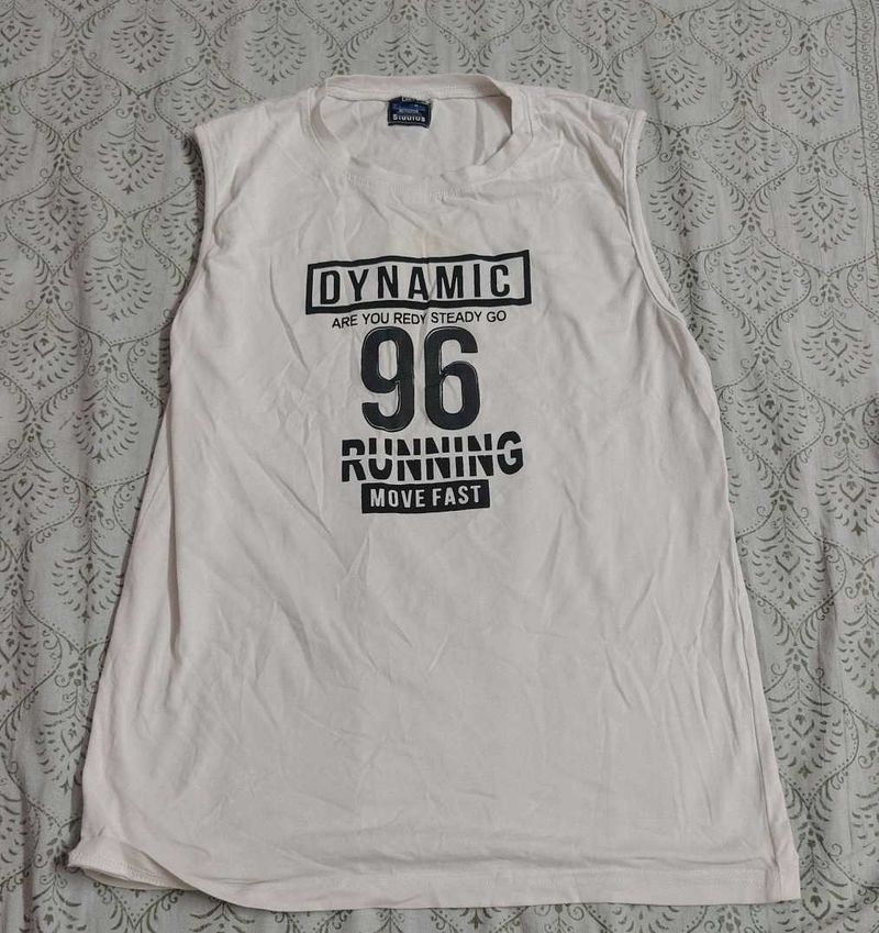 White 'Dynamic Running' Graphic Tank Top