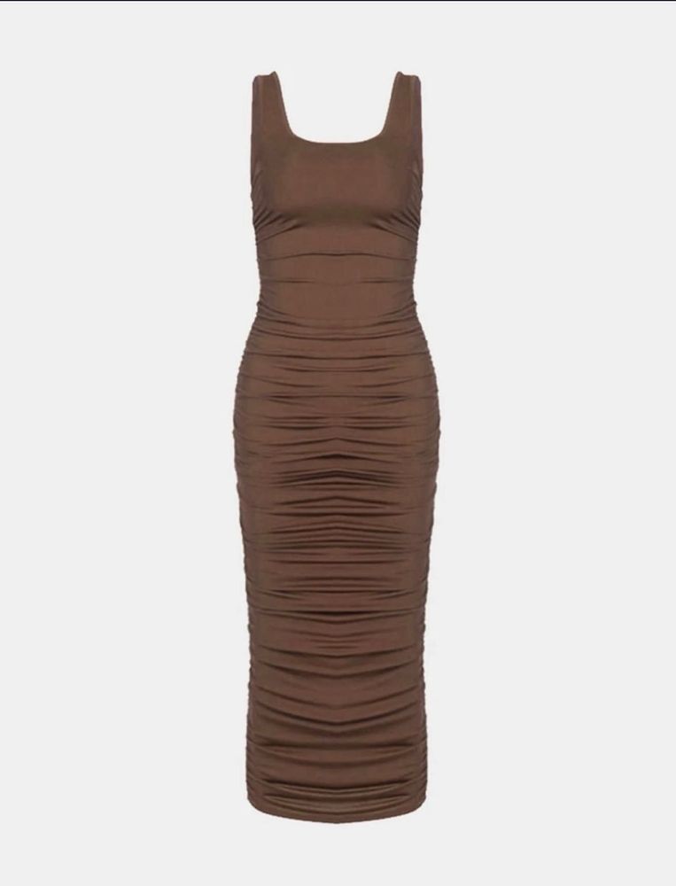 Ruched Bodycon Midi Dress