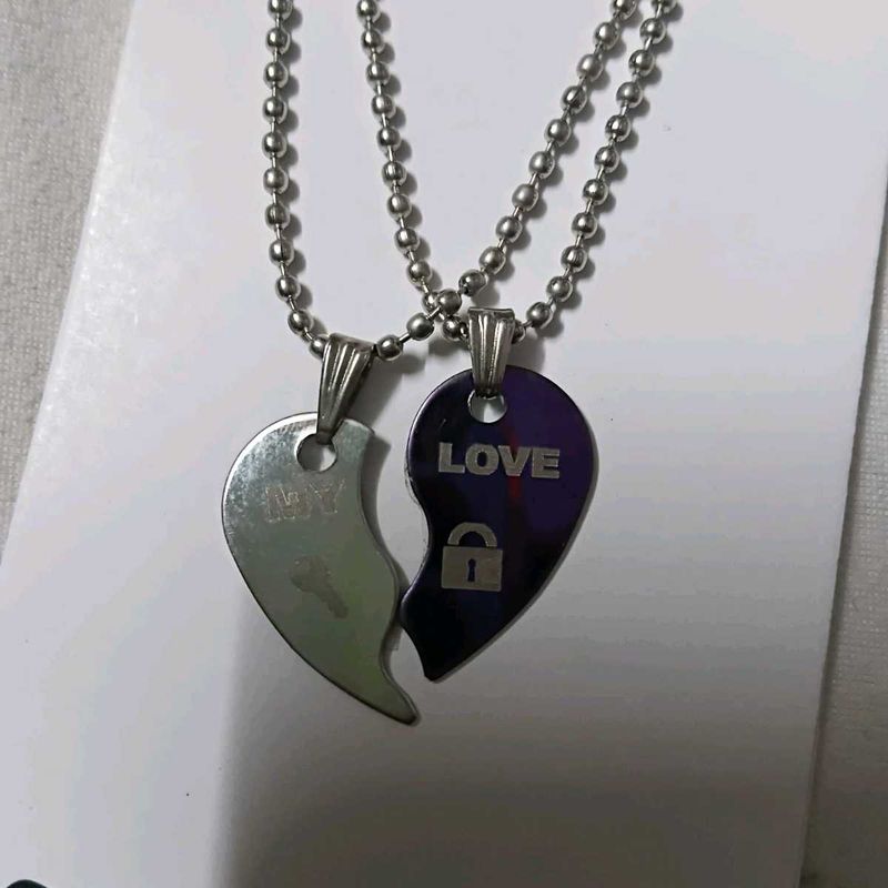 Couple's Heart Lock Necklace